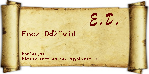 Encz Dávid névjegykártya